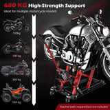 680 kg Motorcycle Hydraulic Lift with 3-Level Height Adjustable Platform-Red