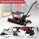 680 kg Motorcycle Hydraulic Lift with 3-Level Height Adjustable Platform-Red