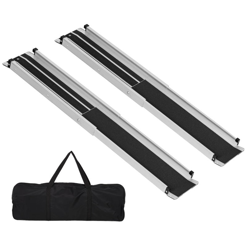 HOMCOM Set of Two 122cm Three-Level Aluminium Wheelchair Ramps