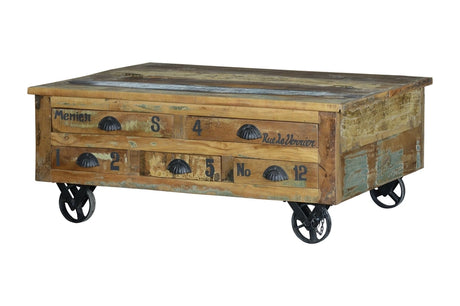 Giner and Colomer - Recycled Wood Coffee Table (5 Drawers, Lift Top)