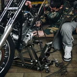 680KG Motorcycle Lift Jack with 4 Wheels and Footplates-Black