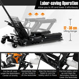 680KG Motorcycle Lift Jack with 4 Wheels and Footplates-Black