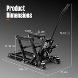 680KG Motorcycle Lift Jack with 4 Wheels and Footplates-Black
