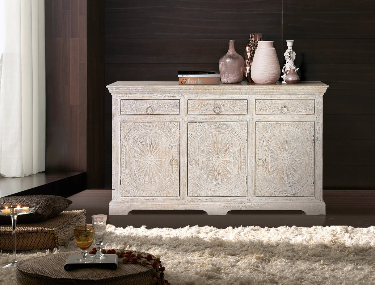 Giner and Colomer - Mango Wood Sideboard (3 Doors, 3 Drawers) With Interior Shelves