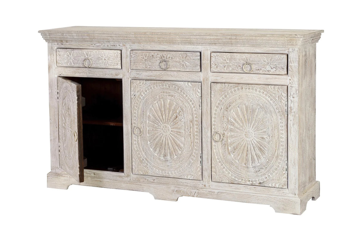 Giner and Colomer - Mango Wood Sideboard (3 Doors, 3 Drawers) With Interior Shelves