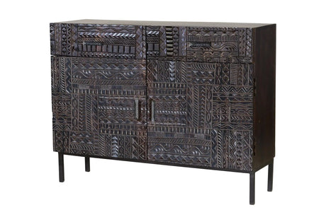 Giner and Colomer - Mango Wood Chest Of Drawers (2 Drawers, 2 Doors) With Metal Base