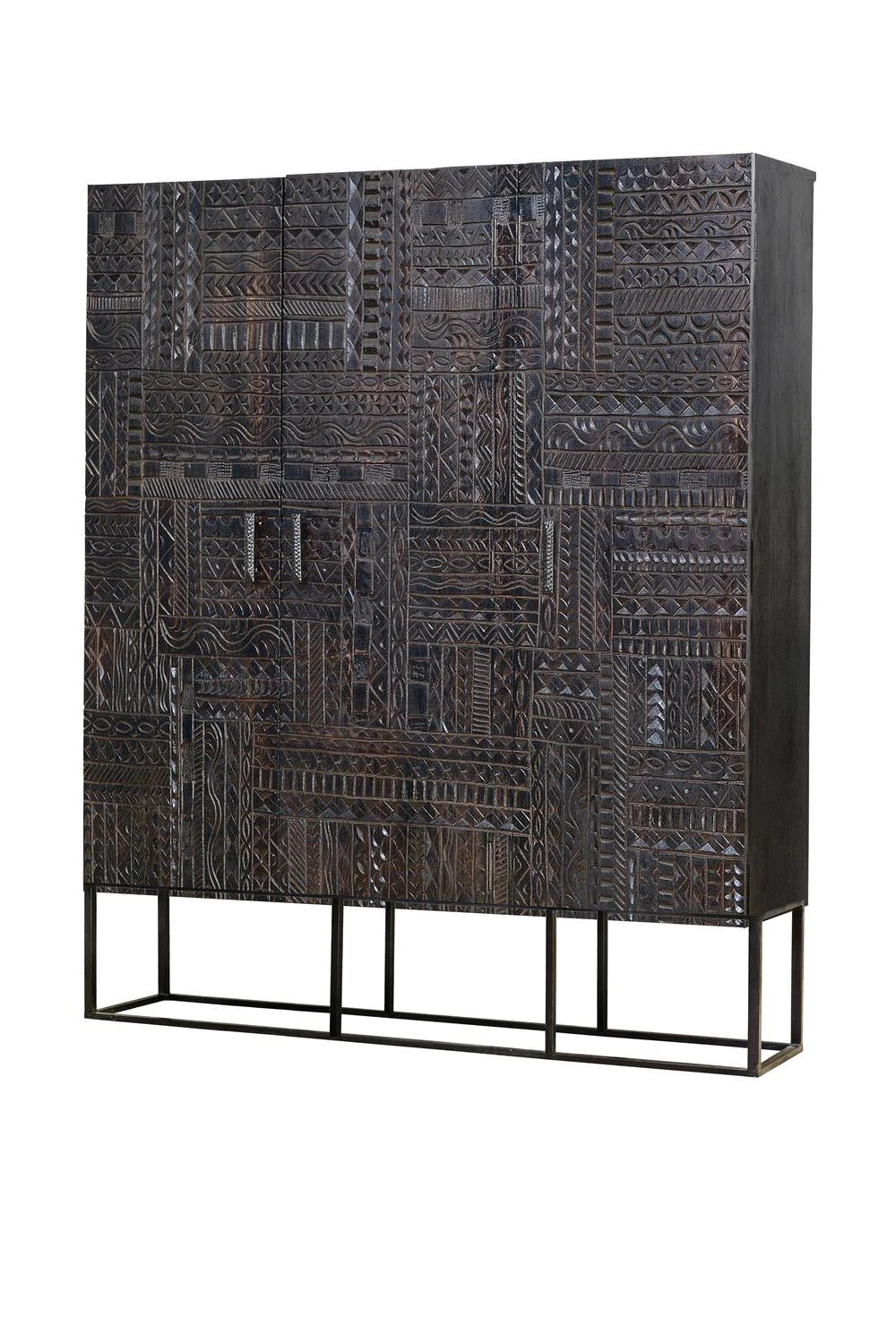 Giner and Colomer - 3-Door Mango Wood Display Cabinet & Metal Base