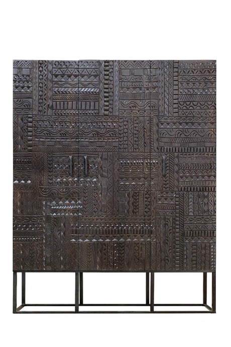 Giner and Colomer - 3-Door Mango Wood Display Cabinet & Metal Base