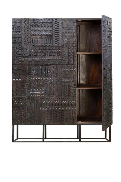 Giner and Colomer - 3-Door Mango Wood Display Cabinet & Metal Base