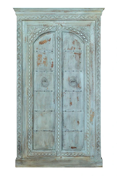 Giner and Colomer - 2-Door Mango Wood Cabinet With 3 Shelves (Crackled Finish)