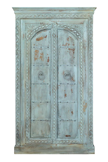 Giner and Colomer - 2-Door Mango Wood Cabinet With 3 Shelves (Crackled Finish)