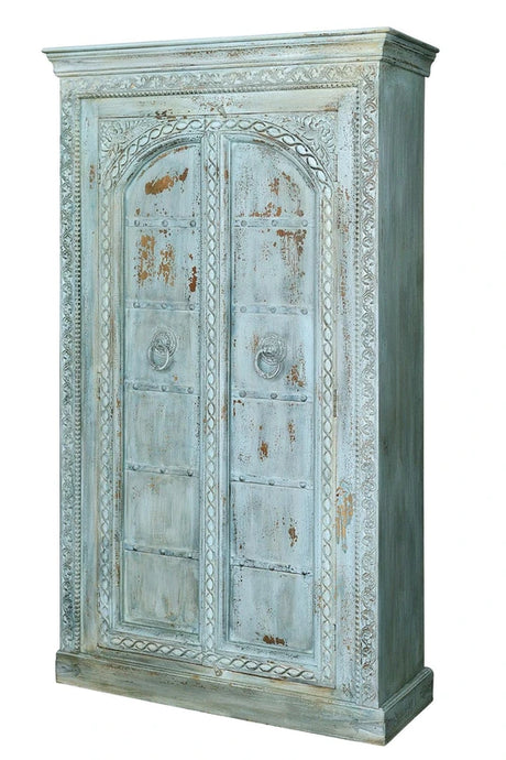 Giner and Colomer - 2-Door Mango Wood Cabinet With 3 Shelves (Crackled Finish)