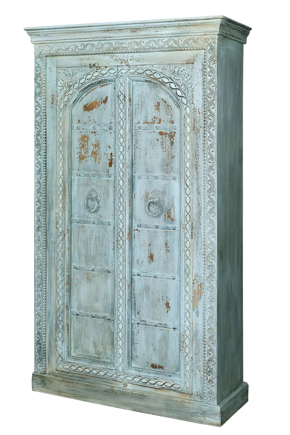 Giner and Colomer - 2-Door Mango Wood Cabinet With 3 Shelves (Crackled Finish)