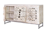 Giner and Colomer - Mango Wood Sideboard (2 Doors, 3 Drawers) With Grey Iron Base
