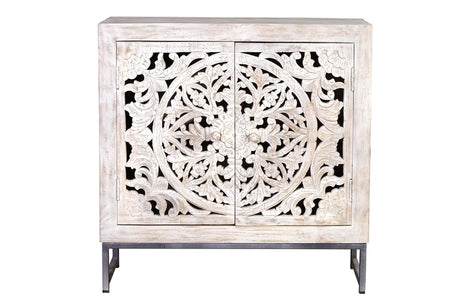 Giner and Colomer - 2-Door Mango Wood Sideboard With Iron Base & Shelf