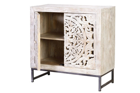 Giner and Colomer - 2-Door Mango Wood Sideboard With Iron Base & Shelf