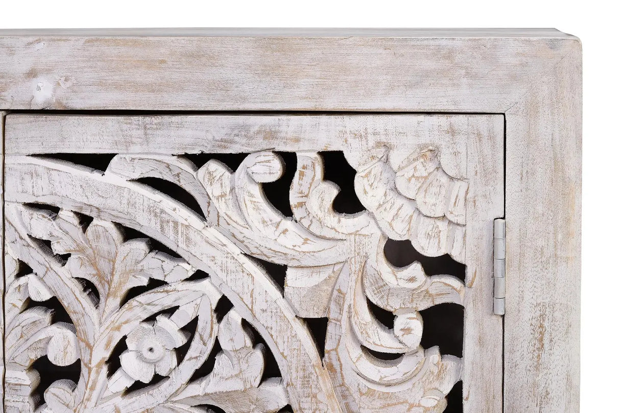 Giner and Colomer - 2-Door Mango Wood Sideboard With Iron Base & Shelf