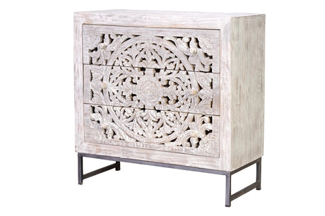 Giner and Colomer - 3-Drawer Mango Wood Chest Of Drawers With Iron Base