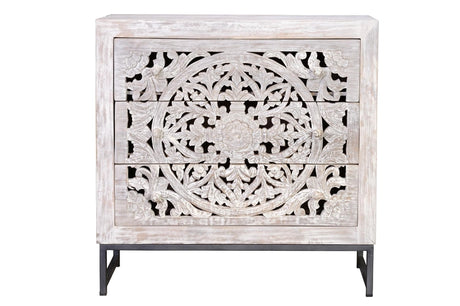 Giner and Colomer - 3-Drawer Mango Wood Chest Of Drawers With Iron Base
