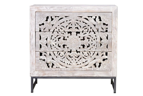 Giner and Colomer - 3-Drawer Mango Wood Chest Of Drawers With Iron Base