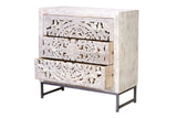 Giner and Colomer - 3-Drawer Mango Wood Chest Of Drawers With Iron Base