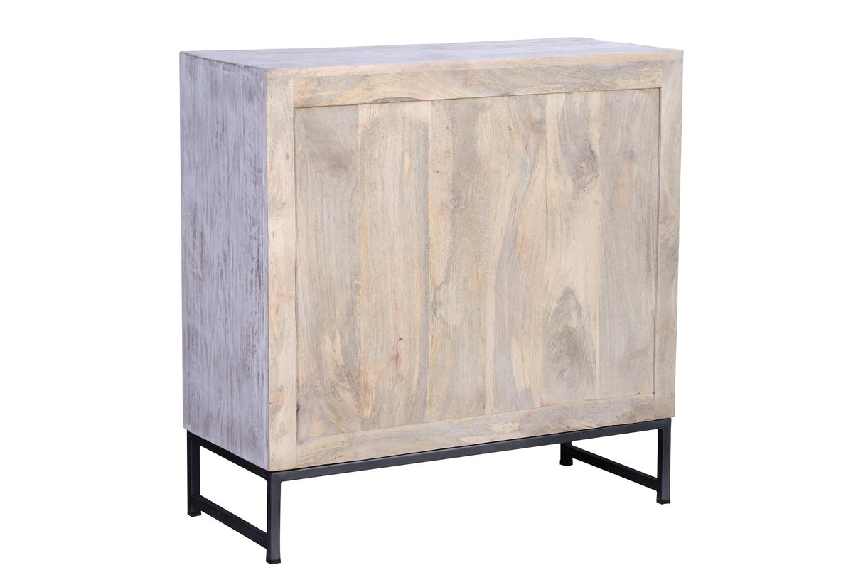 Giner and Colomer - 3-Drawer Mango Wood Chest Of Drawers With Iron Base