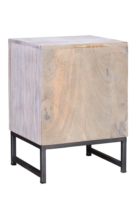 Giner and Colomer - Drawer & Door Nightstand In Mango Wood With Iron Base