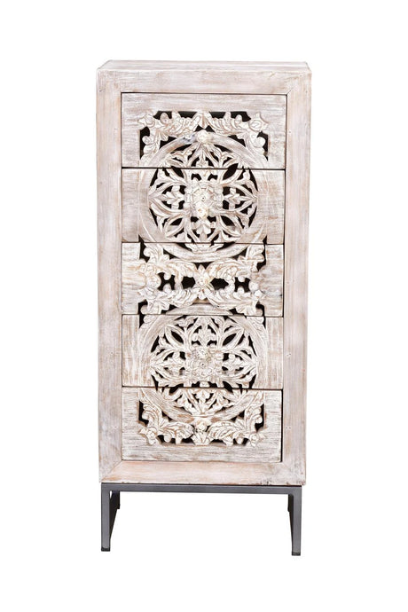 Giner and Colomer - 5-Drawer Mango Wood Chest With Handmade Fronts & Iron Base