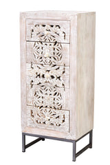 Giner and Colomer - 5-Drawer Mango Wood Chest With Handmade Fronts & Iron Base