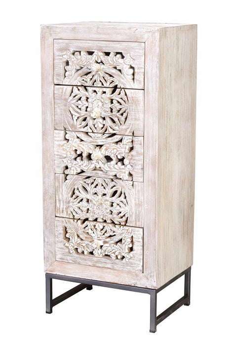 Giner and Colomer - 5-Drawer Mango Wood Chest With Handmade Fronts & Iron Base