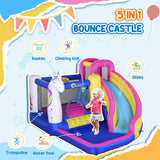 Outsunny 5 in 1 Bouncy Castle, with Blower, for Ages 3-8 Years - Multicoloured