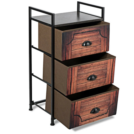 Industrial 3-Layers Fabric Dresser with Fabric Drawers and Steel Frame