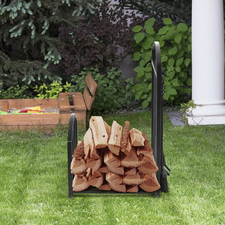 Firewood Log Rack with 4 Tools Set