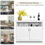 2-Door Sideboard with Open Shelf &amp; 5-Position Shelf for Kitchen &amp; Dining Room-White