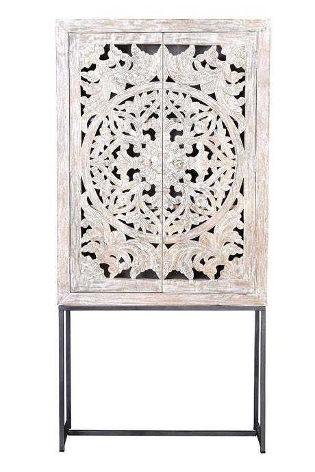 Giner and Colomer - 2-Door Mango Wood Display Cabinet With Iron Base