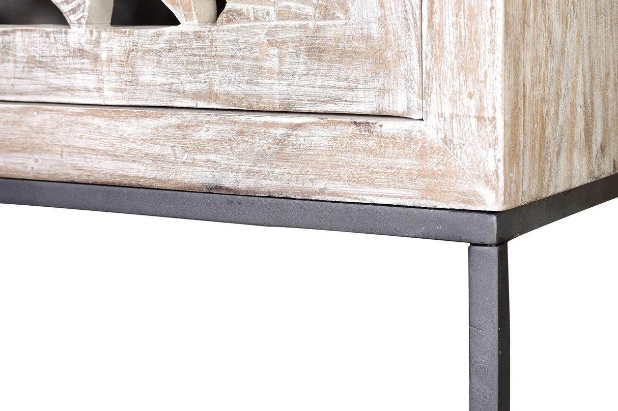 Giner and Colomer - 2-Door Mango Wood Display Cabinet With Iron Base