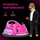 AIYAPLAY Angry Bird Licensed Waltzer Car, 12V Kids Bumper Car w/ Joysticks, Remote, Music LED Lights - Pink