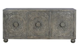 Giner and Colomer - 3-Door Mango Wood Sideboard With Handmade Door Details
