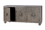 Giner and Colomer - 3-Door Mango Wood Sideboard With Handmade Door Details