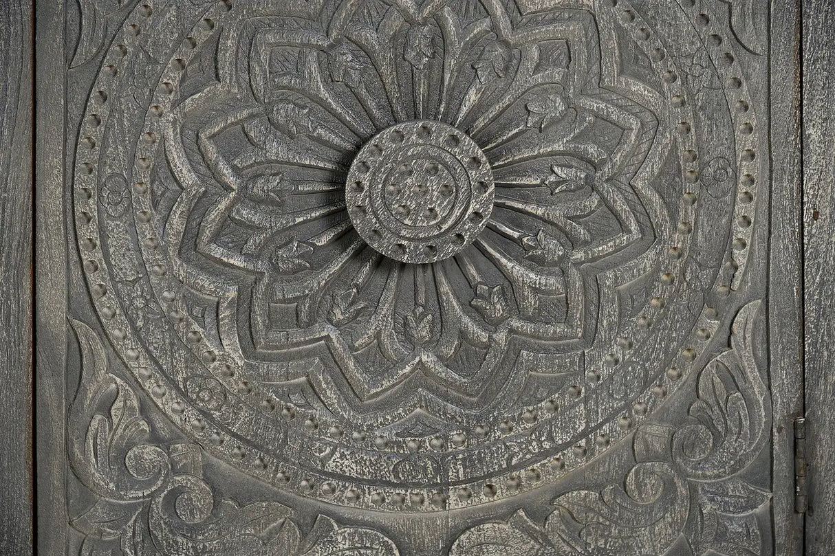 Giner and Colomer - 3-Door Mango Wood Sideboard With Handmade Door Details