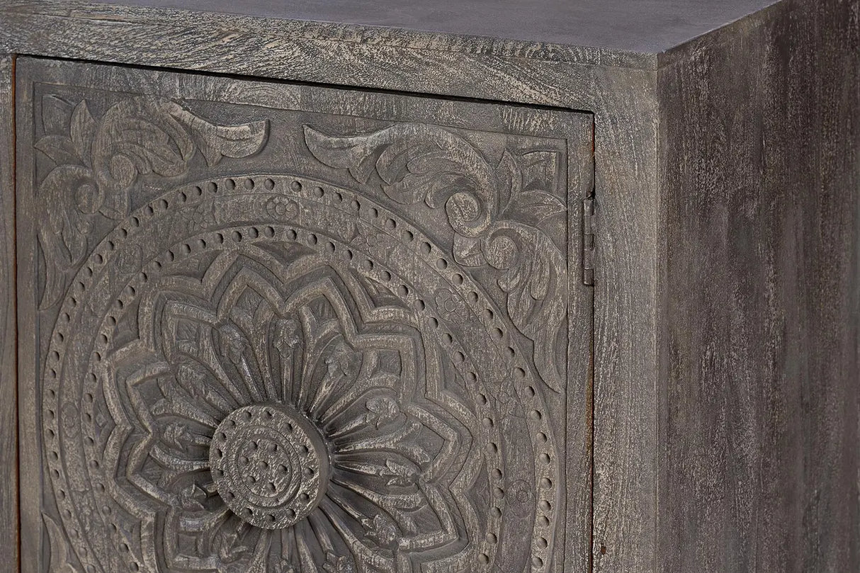 Giner and Colomer - 3-Door Mango Wood Sideboard With Handmade Door Details