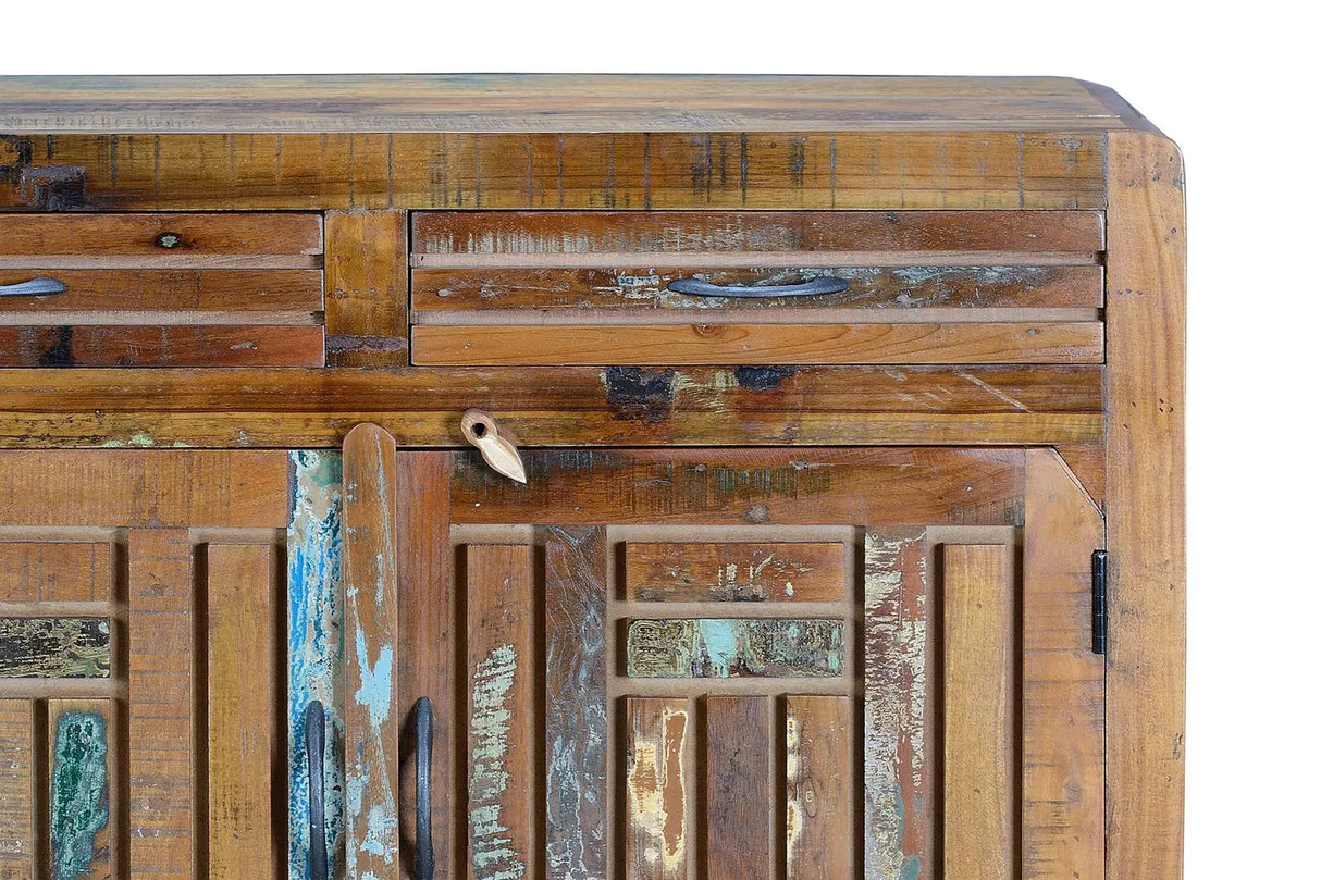 Giner and Colomer - 2-Door, 2-Drawer Chest In Recycled Wood & Metal Legs