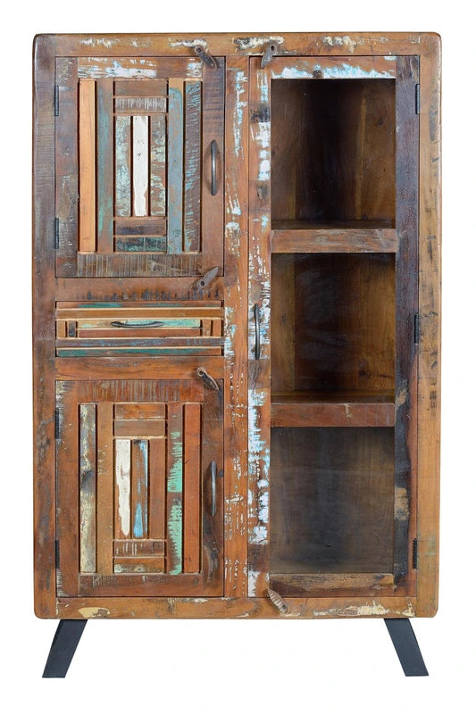 Giner and Colomer - 3-Door, 1-Drawer Mango Wood Display Cabinet With Metal Legs