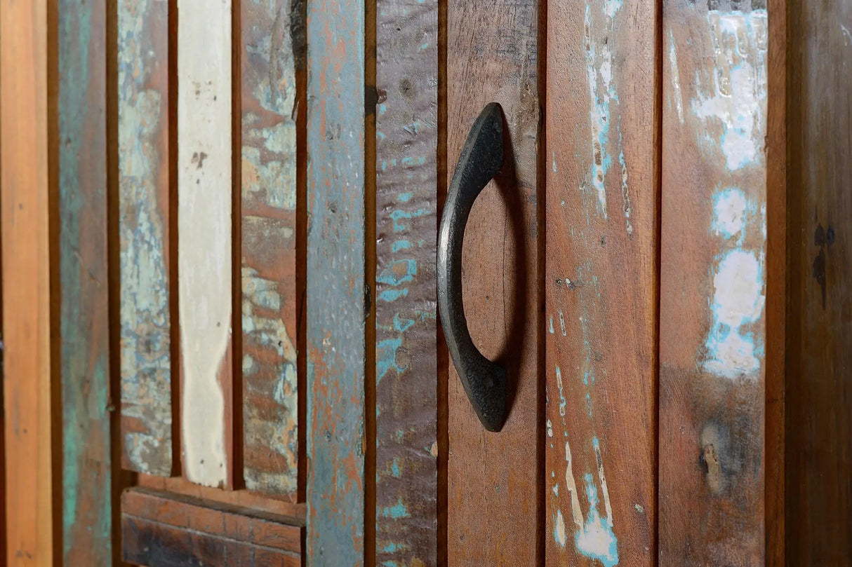 Giner and Colomer - 3-Door, 1-Drawer Mango Wood Display Cabinet With Metal Legs