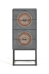 Giner and Colomer - 4-Drawer Mango Wood Chest With Carved Details & Metal Base