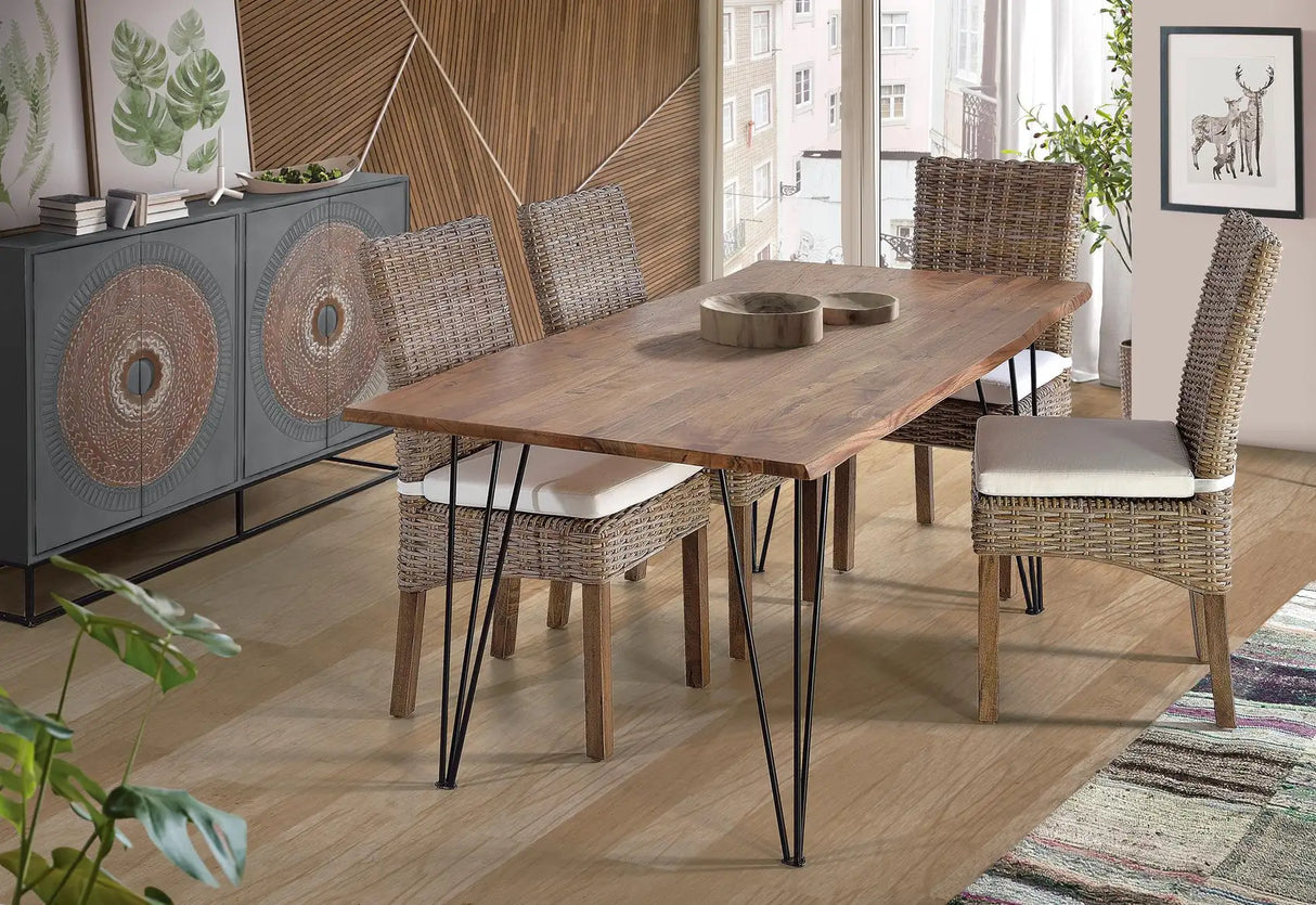 Giner and Colomer - 4-Door Mango Wood Sideboard With Carved Details & Metal Base