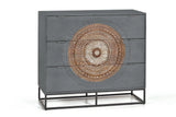 Giner and Colomer - Mango Wood Drawer Chest With Carved Details & Metal Base