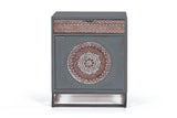 Giner and Colomer - 1-Door, 1-Drawer Mango Wood Table With Carving & Metal Base