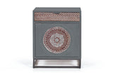 Giner and Colomer - 1-Door, 1-Drawer Mango Wood Table With Carving & Metal Base