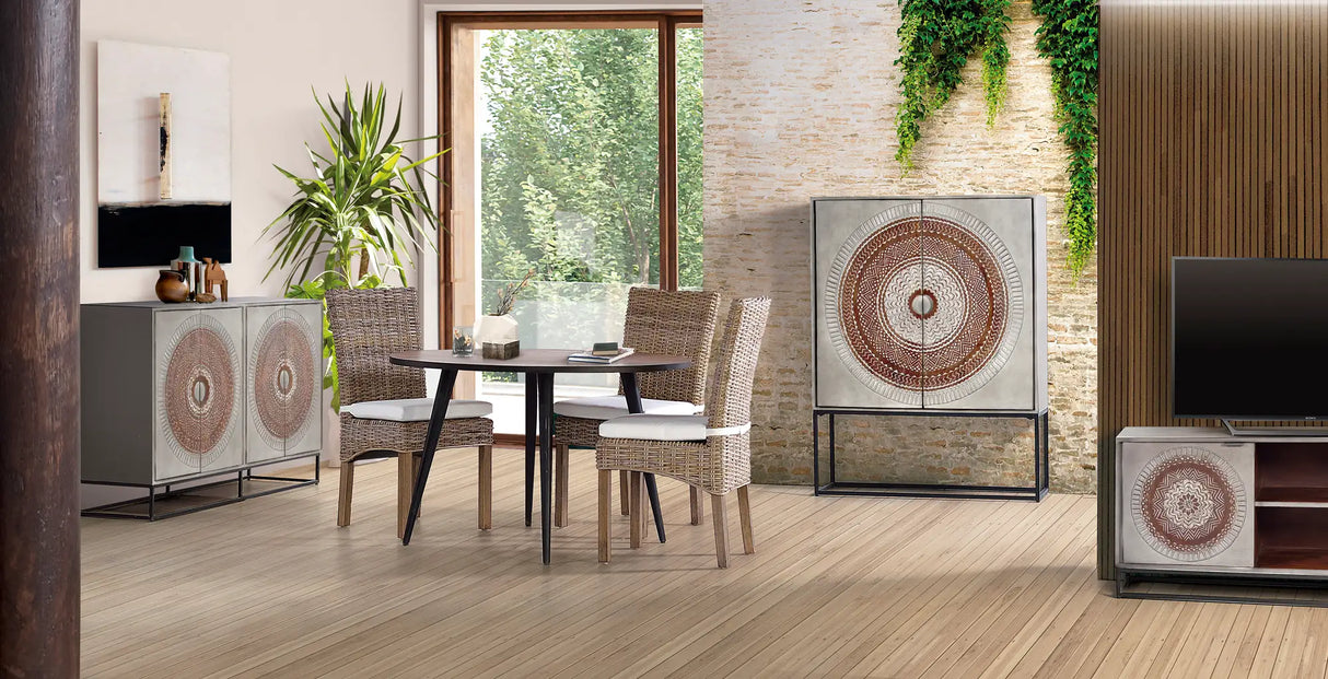 Giner and Colomer - Mango Wood Dining Table With Metal Legs (120 x 120 x 75)